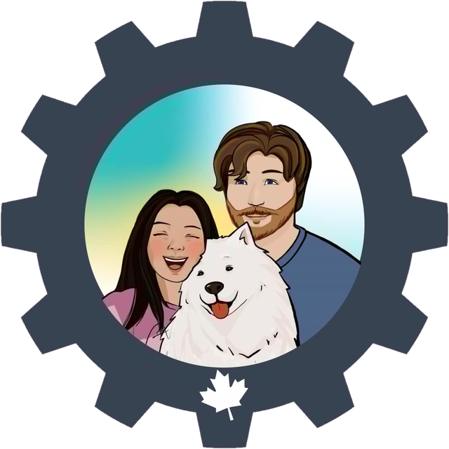 The Kelvinists and their key-carrying pup inside a gear